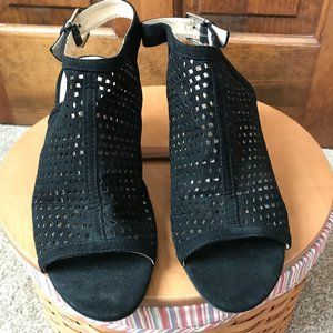 Unisa Black "Unpryce" Perforated Open Toe Heels 10M